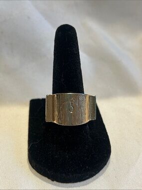 Gold Tone Textured Signet Ring